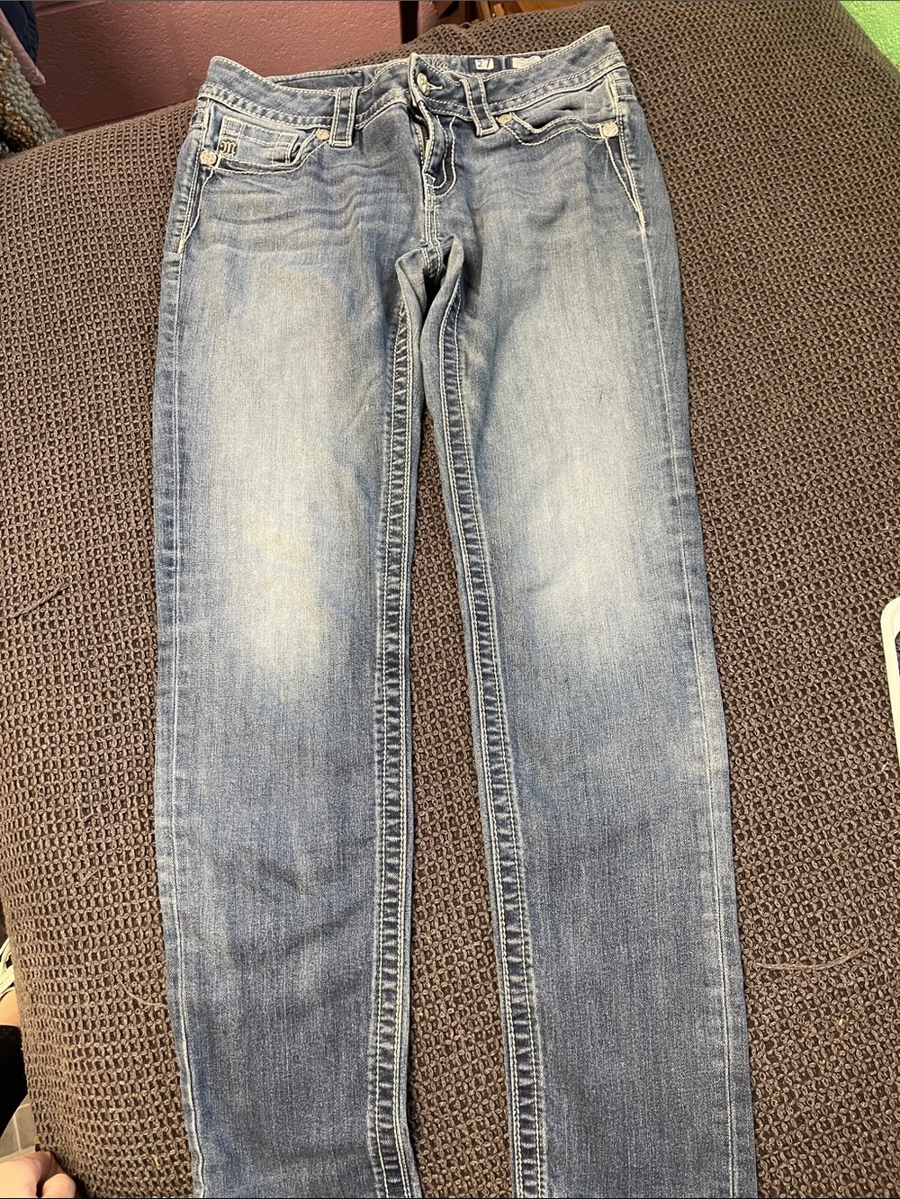 Miss Me Women's Skinny Jeans in Faded Light Blue Wash